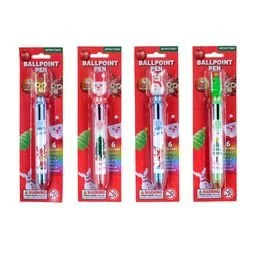 Christmas 6 colour Ballpoint Pen - 4 Designs