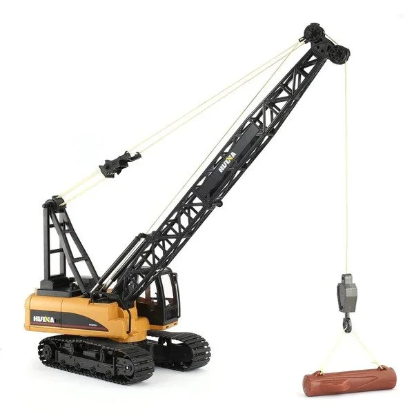 HUINA 1572 RC Crawler Crane 1:14 scale with 15 channels, metal hook, remote controller, and lifting arm