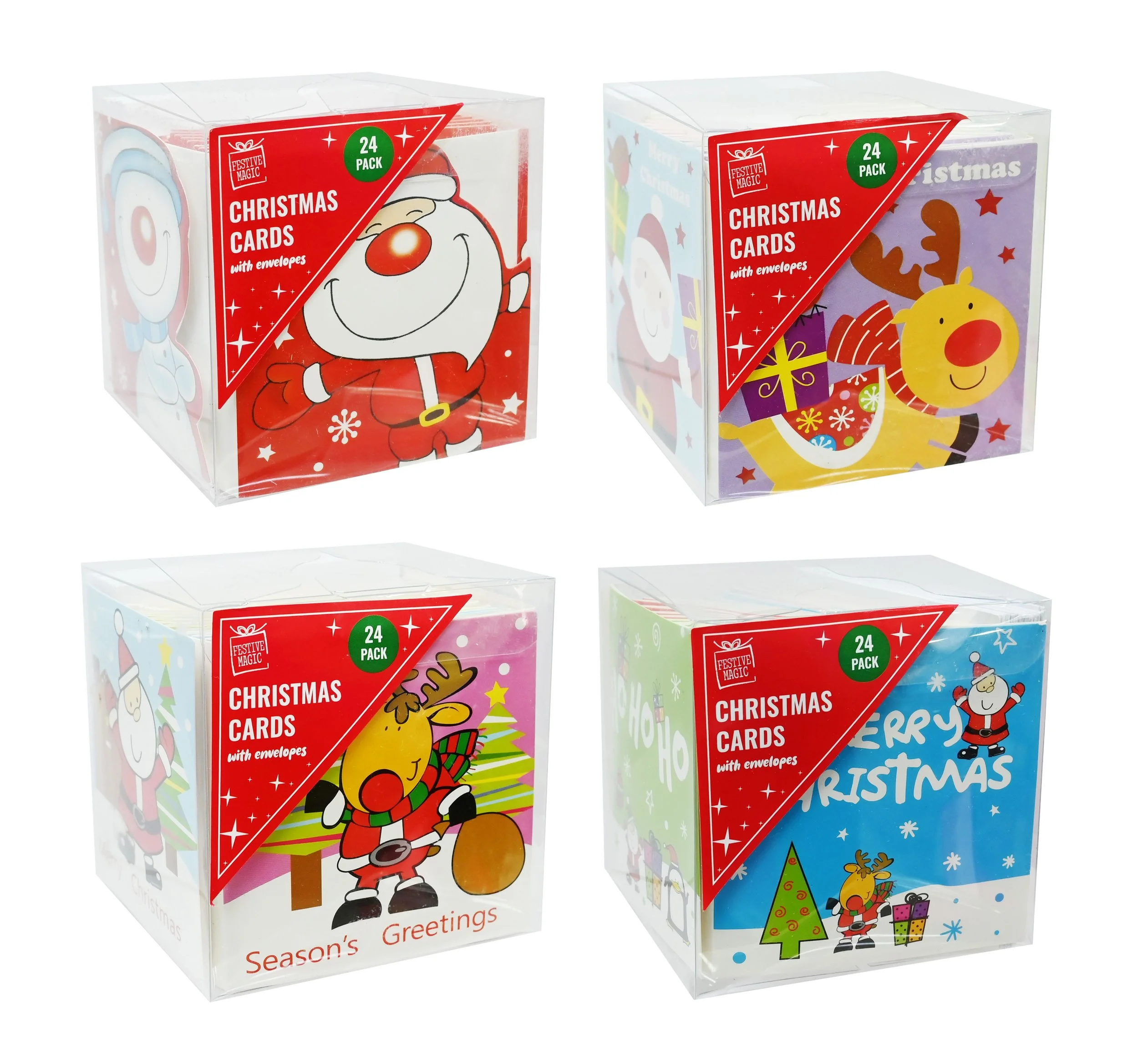 Mini Square Christmas Cards – 24-Pack, Assorted