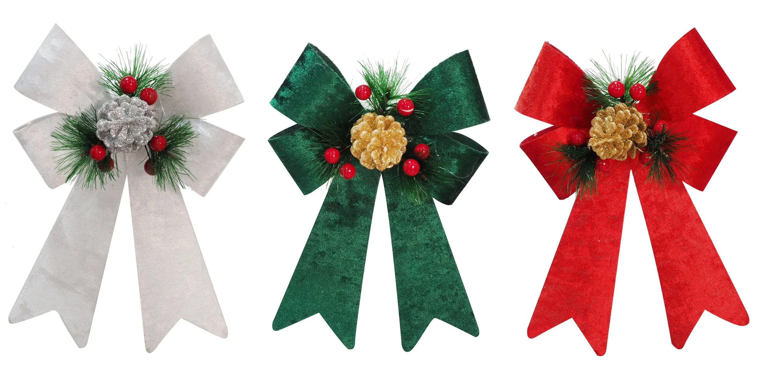 Bow Crushed Velvet Decorations Assorted