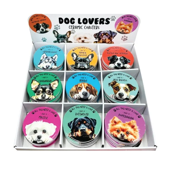 Dog Lovers Ceramic Coasters - Assorted Dog Designs