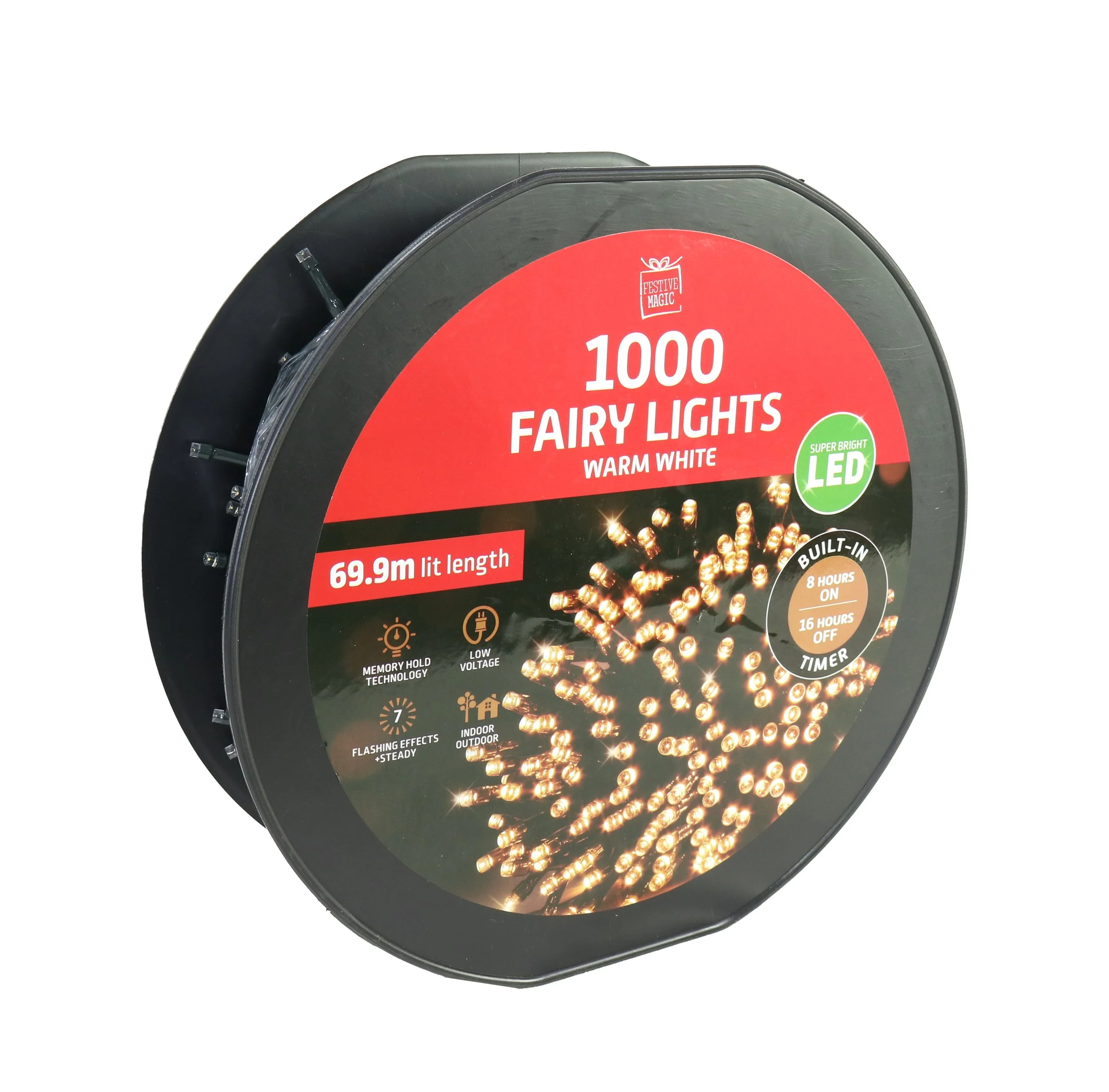 1000 LED Flashing Lights – with Timer Warm on Reel