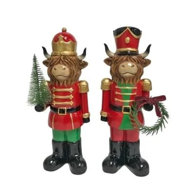 Highland Cow Soldier Resin Figurines - 21cm