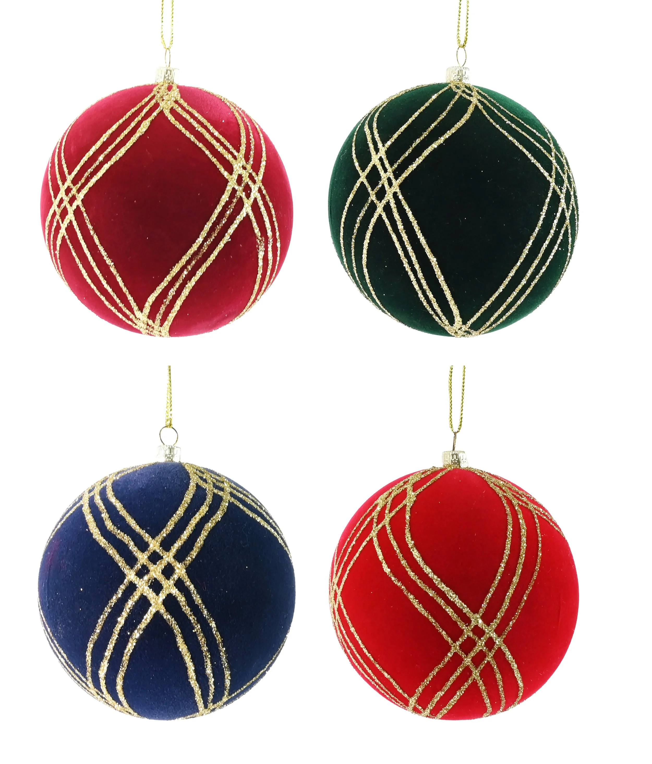 Flocked Glitter Swirl Bauble 10cm Assorted