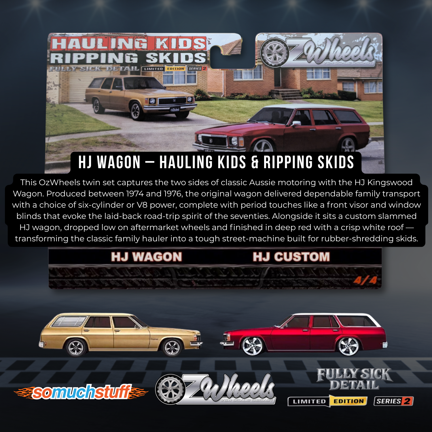 Ozwheels HJ Holden Wagon 1:64 Diecast Twin Pack