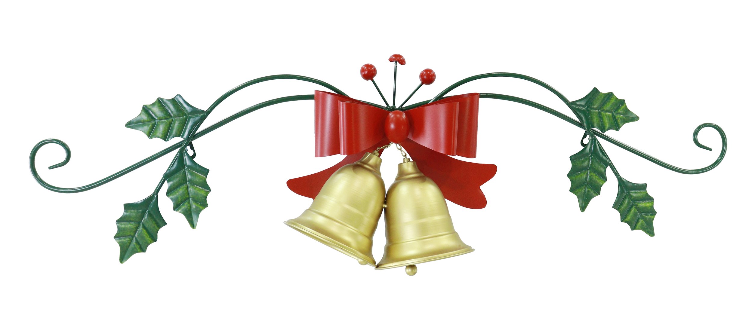 Metal Holly Bells Garden Decoration 108cm