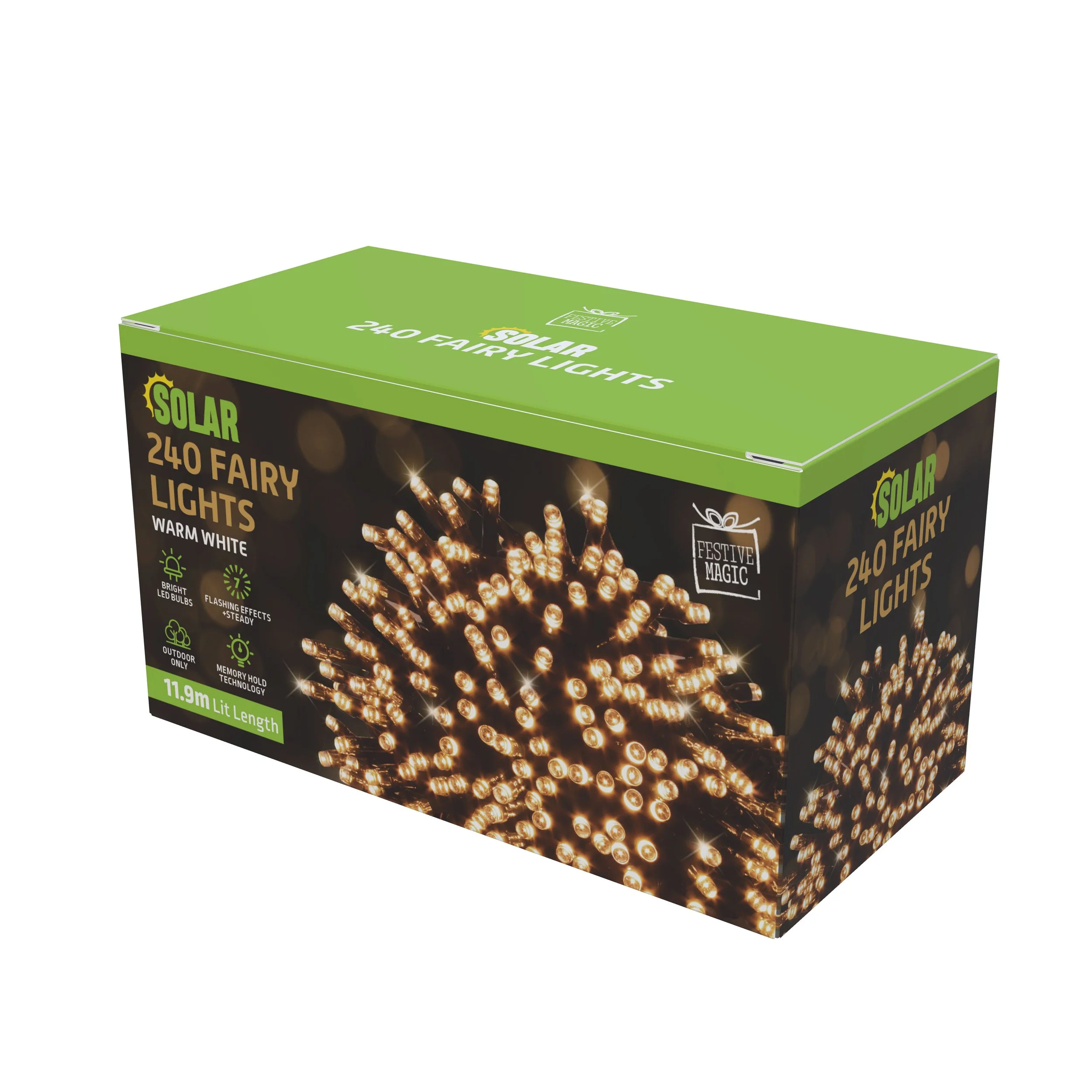 240 LED Solar Fairy Lights – Warm White