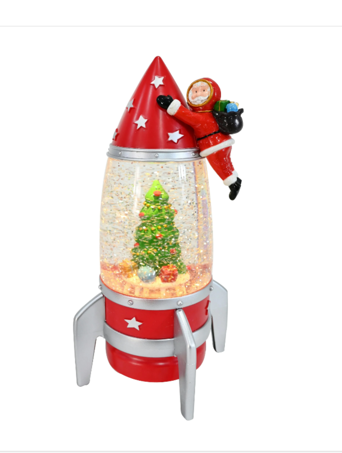 Glitter Swirl Astro-Santa Spaceship - USB