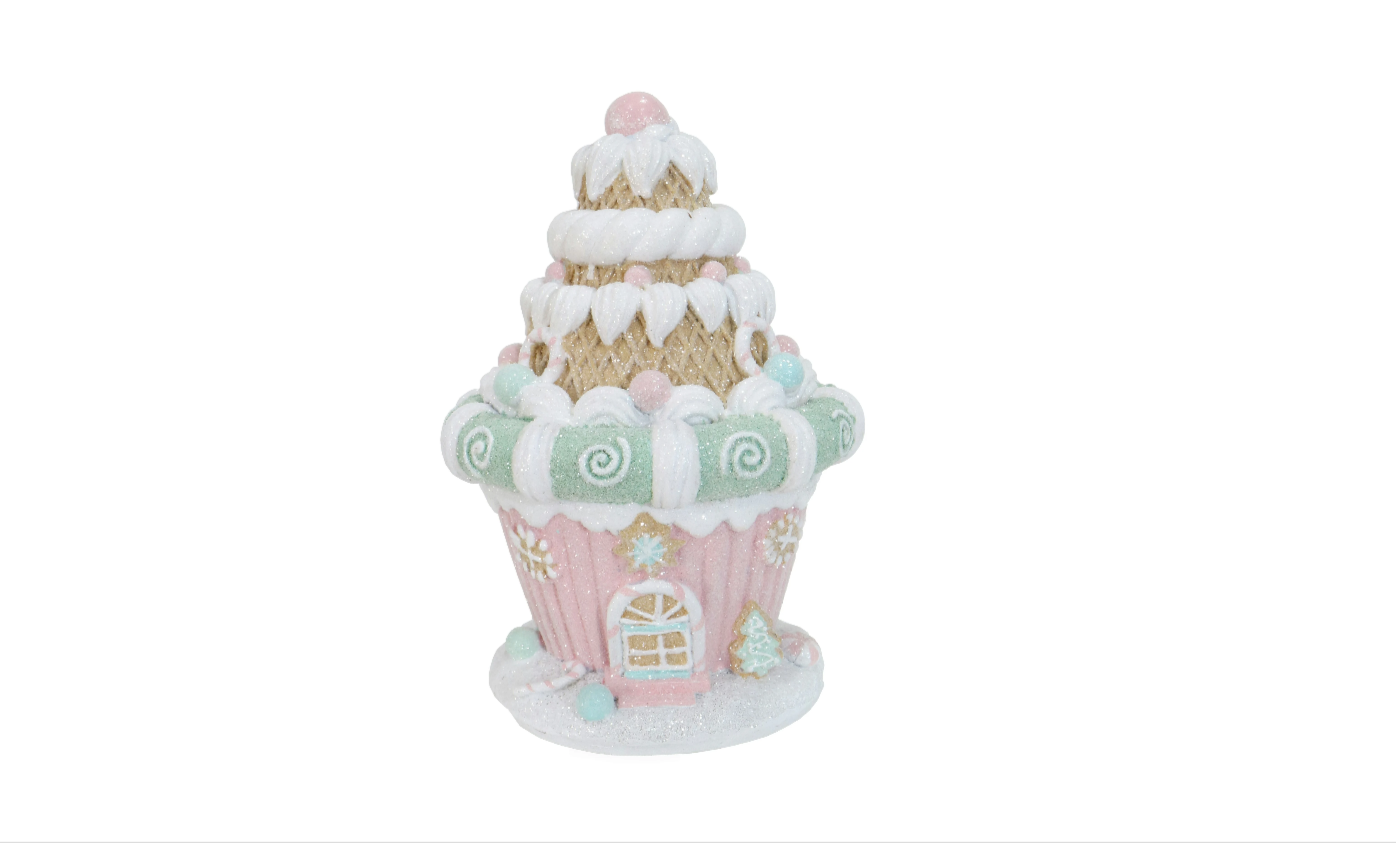 Pastel Macaron Cupcake House - Resin