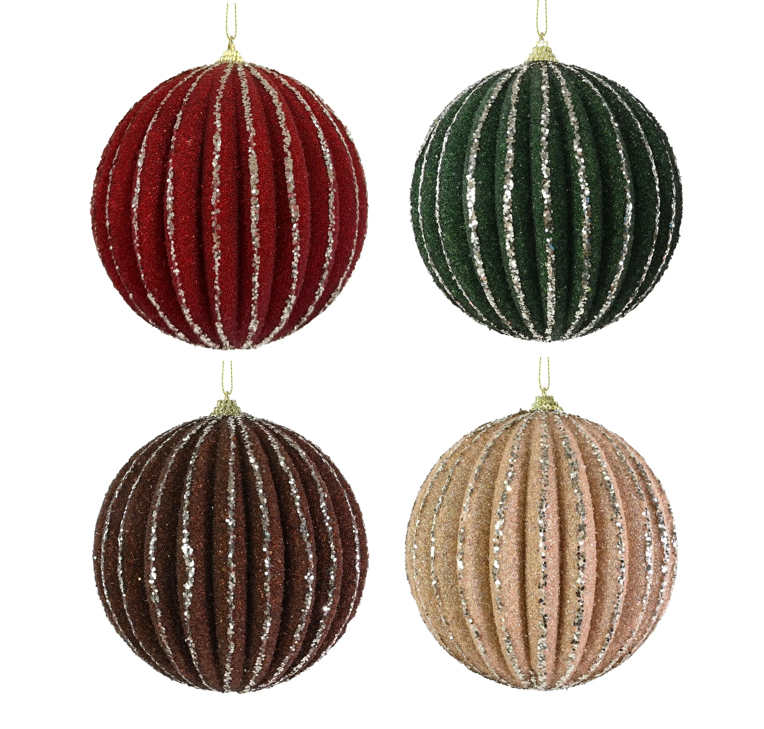 Bauble Textured Rib 12cm Assorted