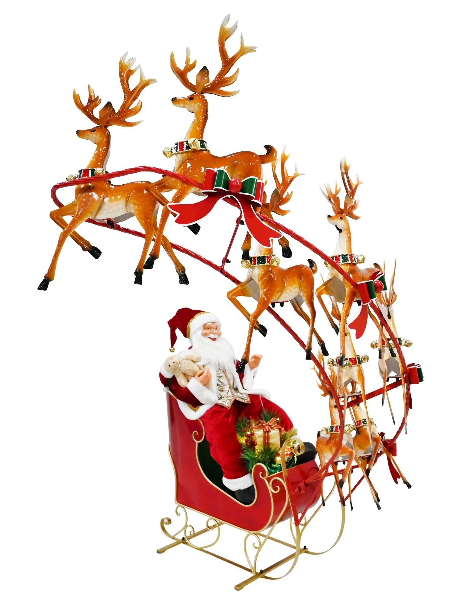 Flying Reindeer Sleigh Tree Wrap 175cm