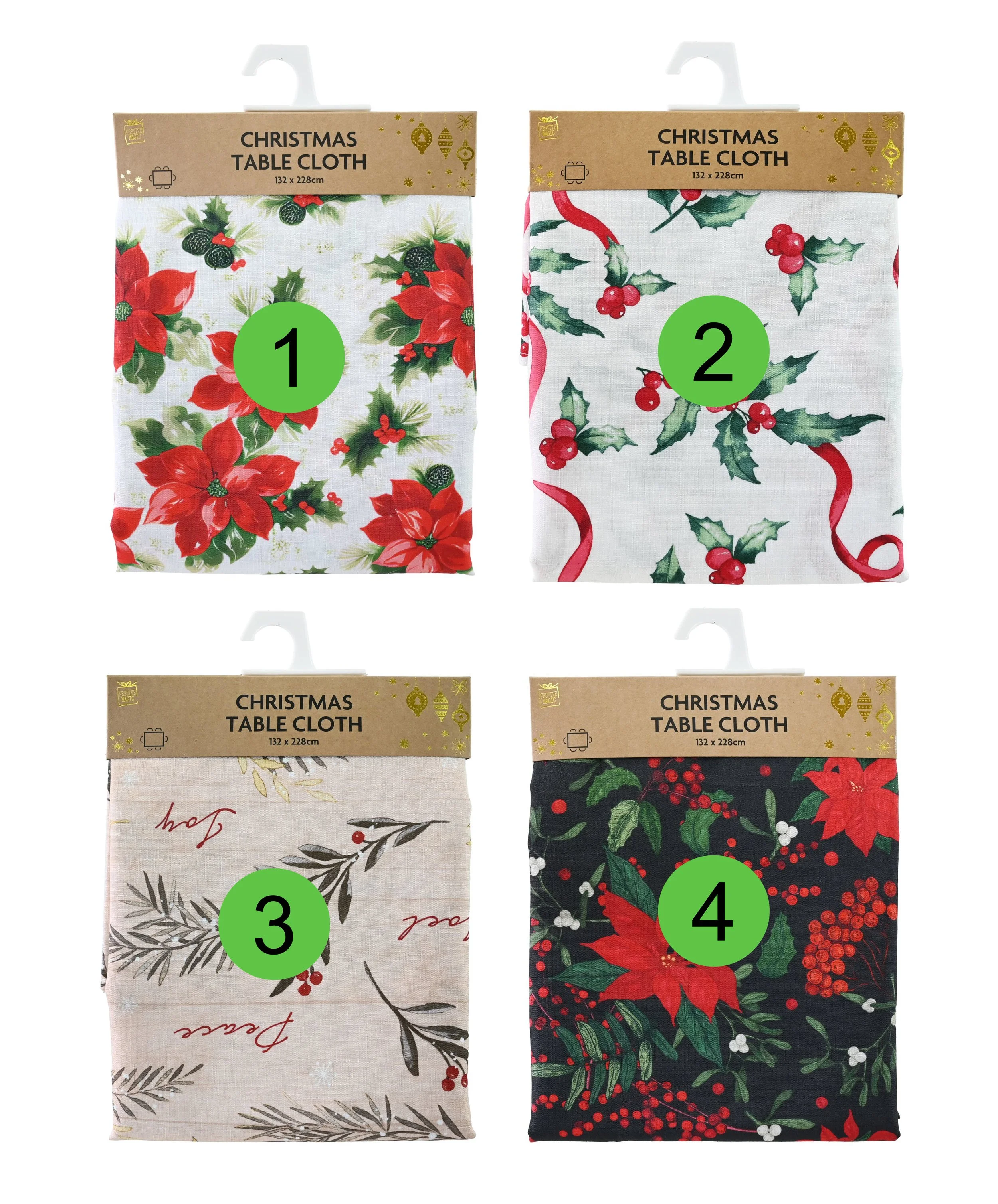 Christmas Printed Tablecloth – 132 x 228cm, Assorted