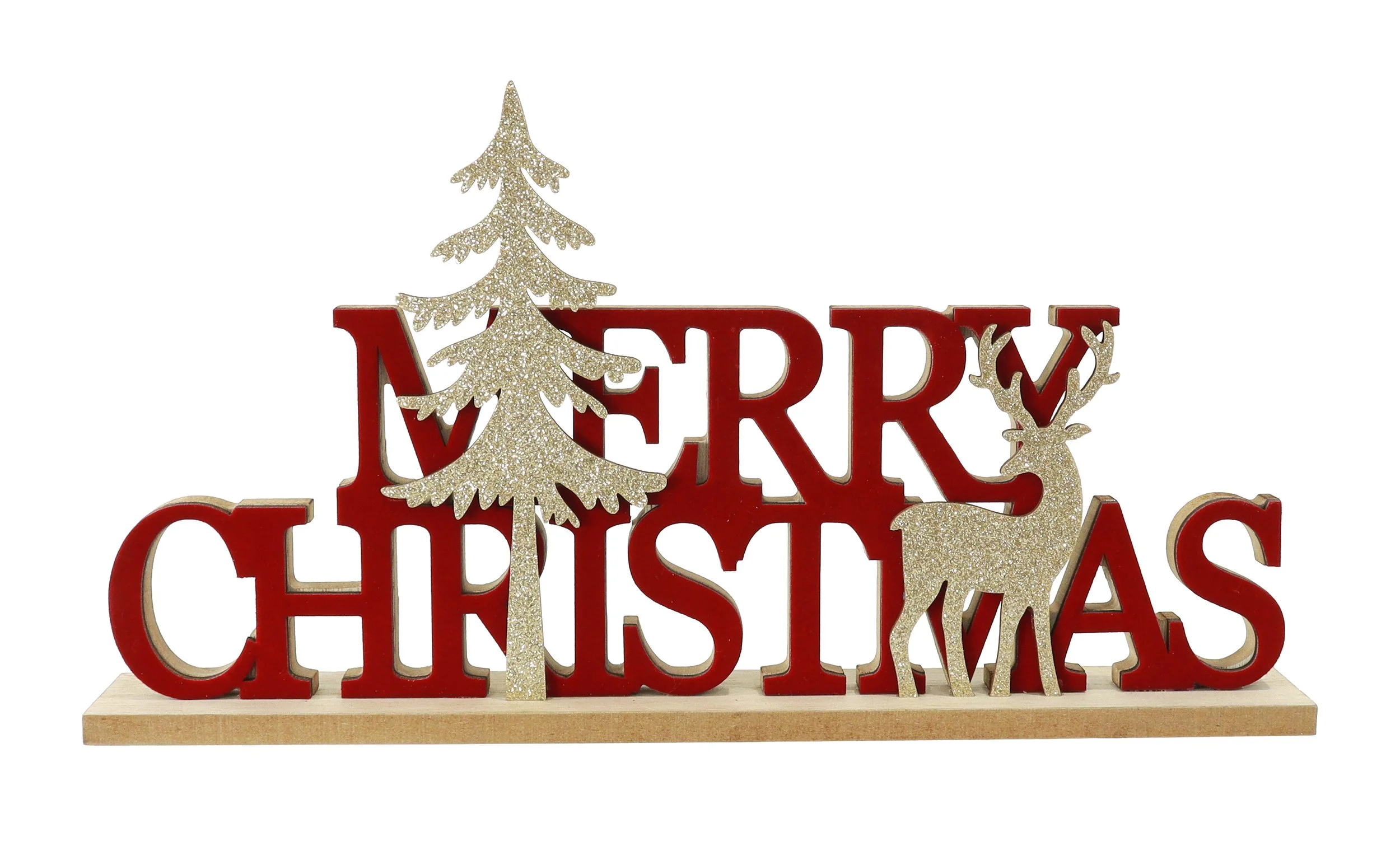 Flocked Merry Christmas Table Sign
