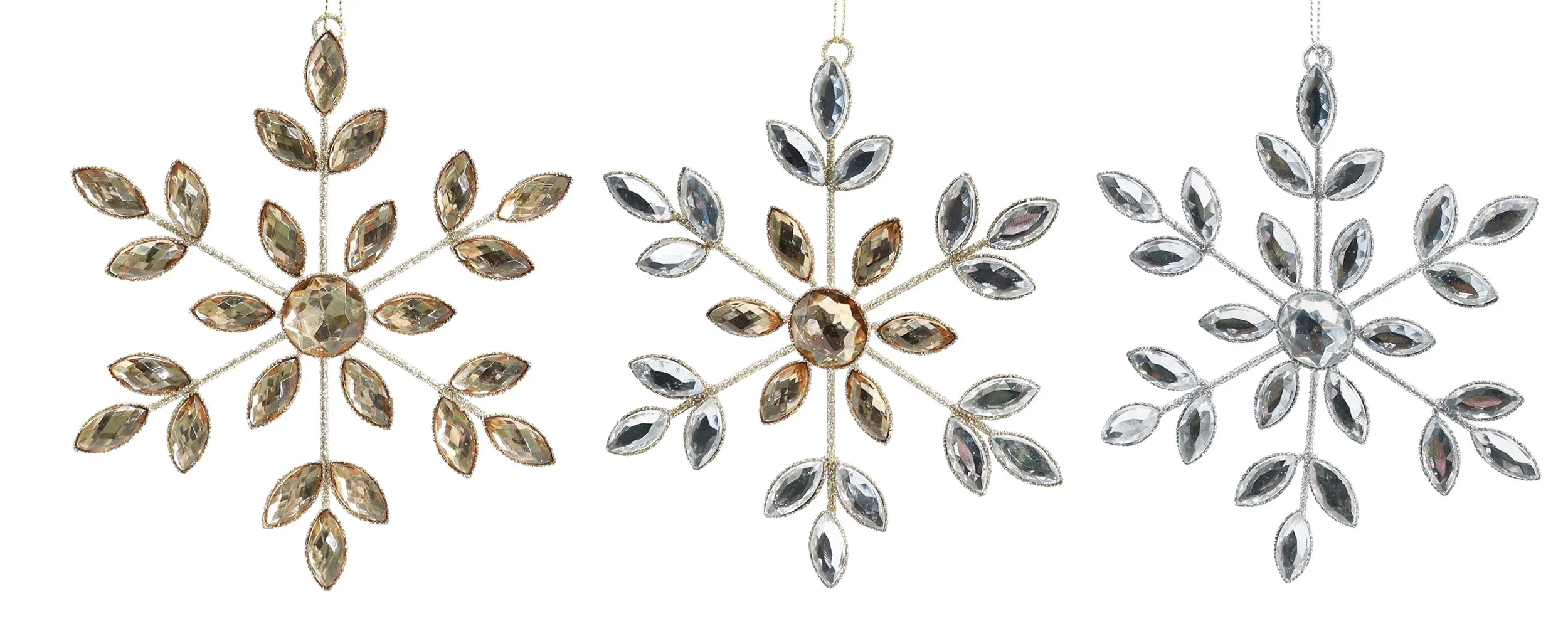 Hanging Wire Crystal Snowflake 14cm Assorted