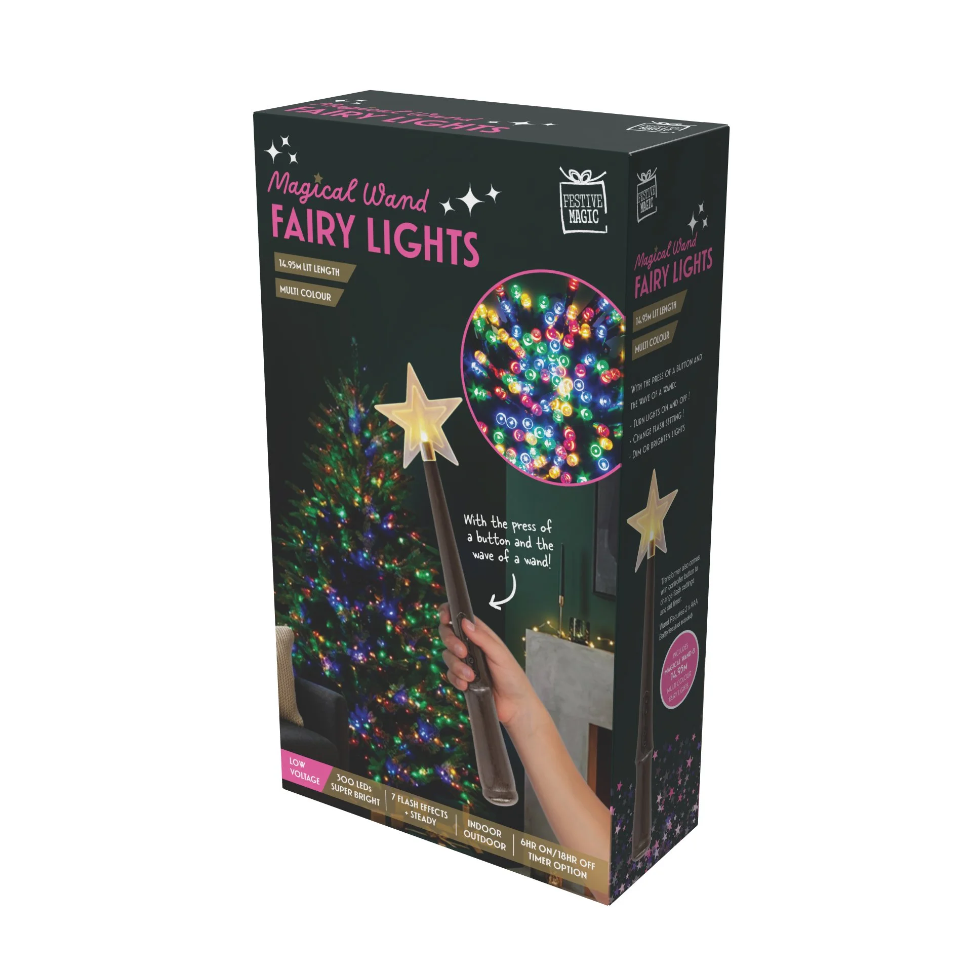 Fairy Lights 300 Magic Wand Control Multi Colour