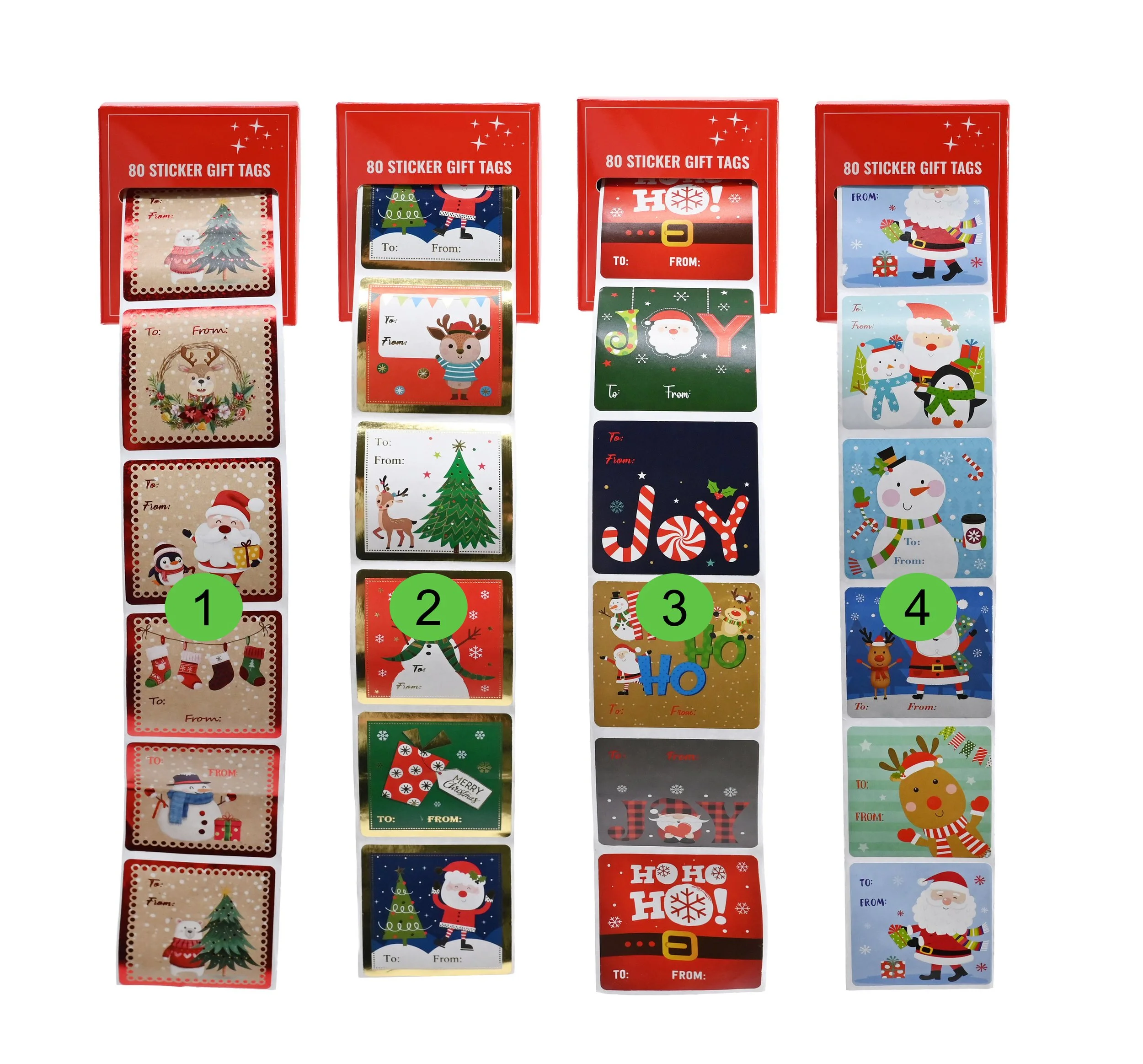 Sticker Gift Tag Roll 80-Piece Assorted
