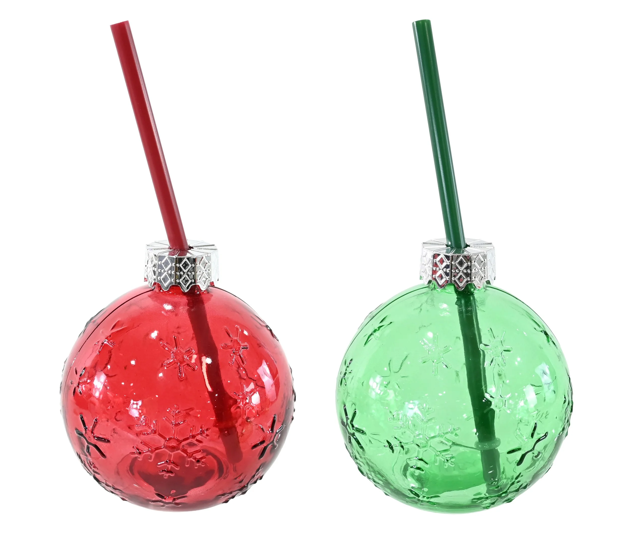 Bauble Drink Jar with Straw Assorted