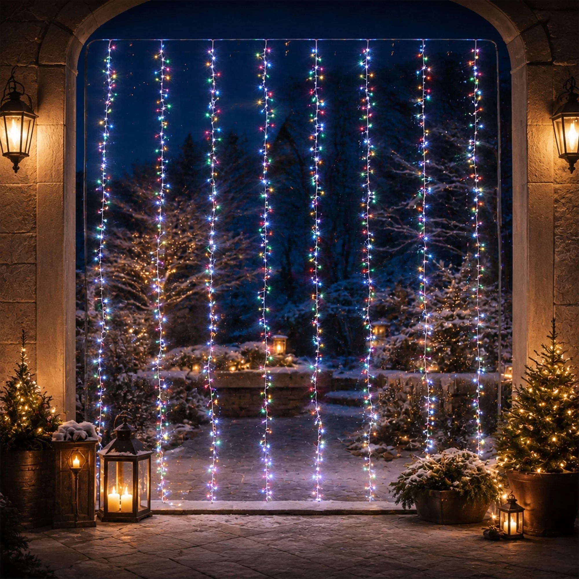 1336 LED Candy Waterfall Cluster Curtain Lights
