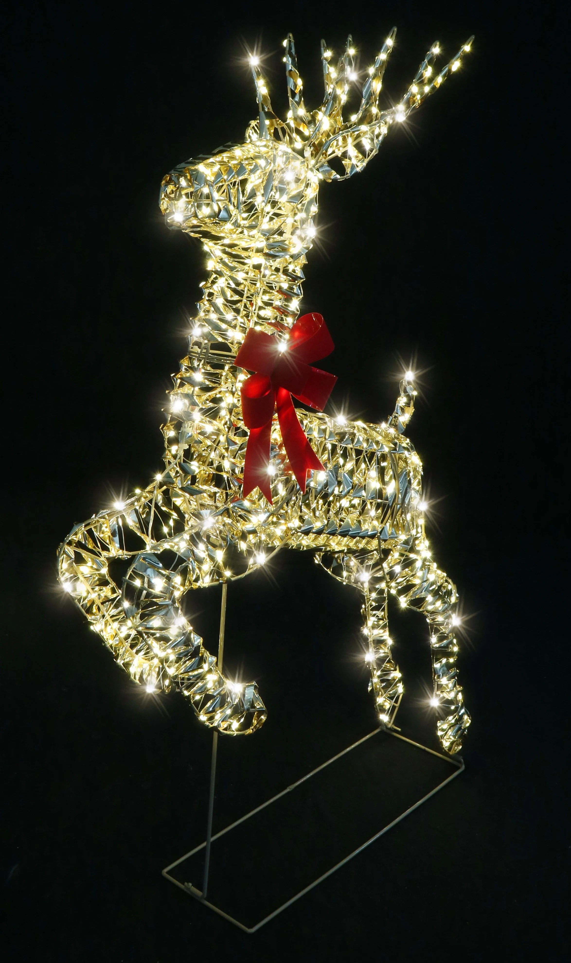 LED Metallic Twist Leaping Reindeer 100cm