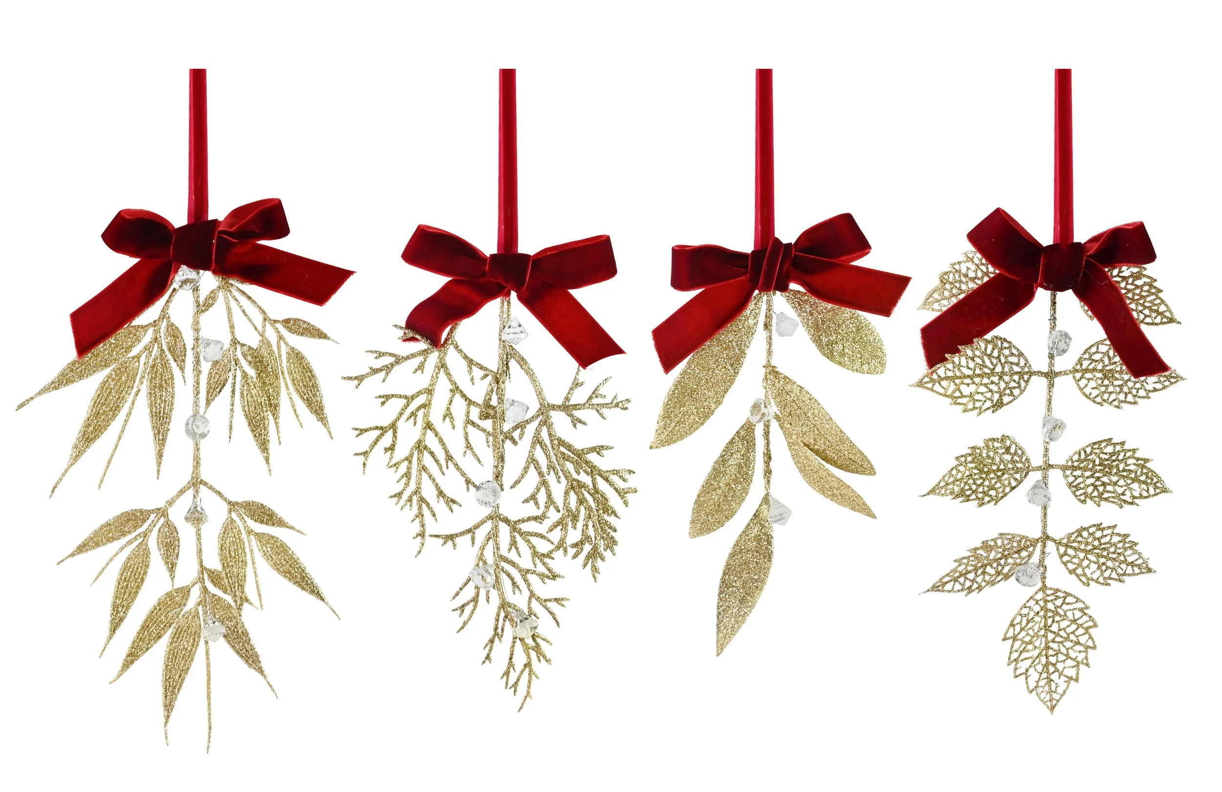 Hanging Gold Leaf Velvet Bow Assorted