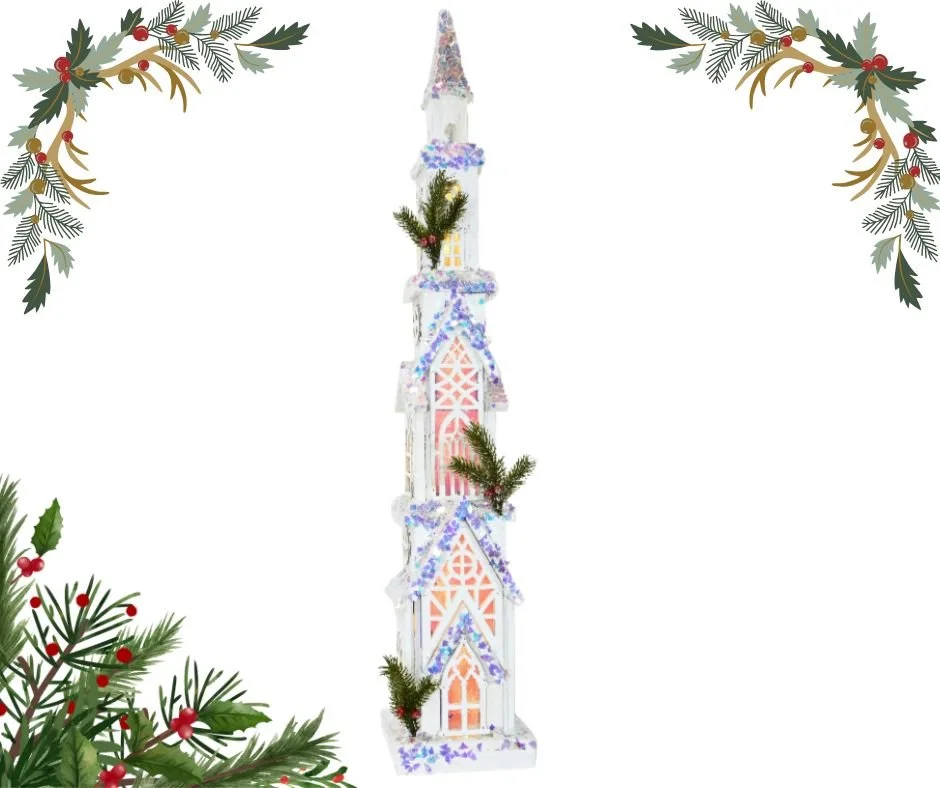 Battery Operated - LED White Cathedral Iridescent - 84cm