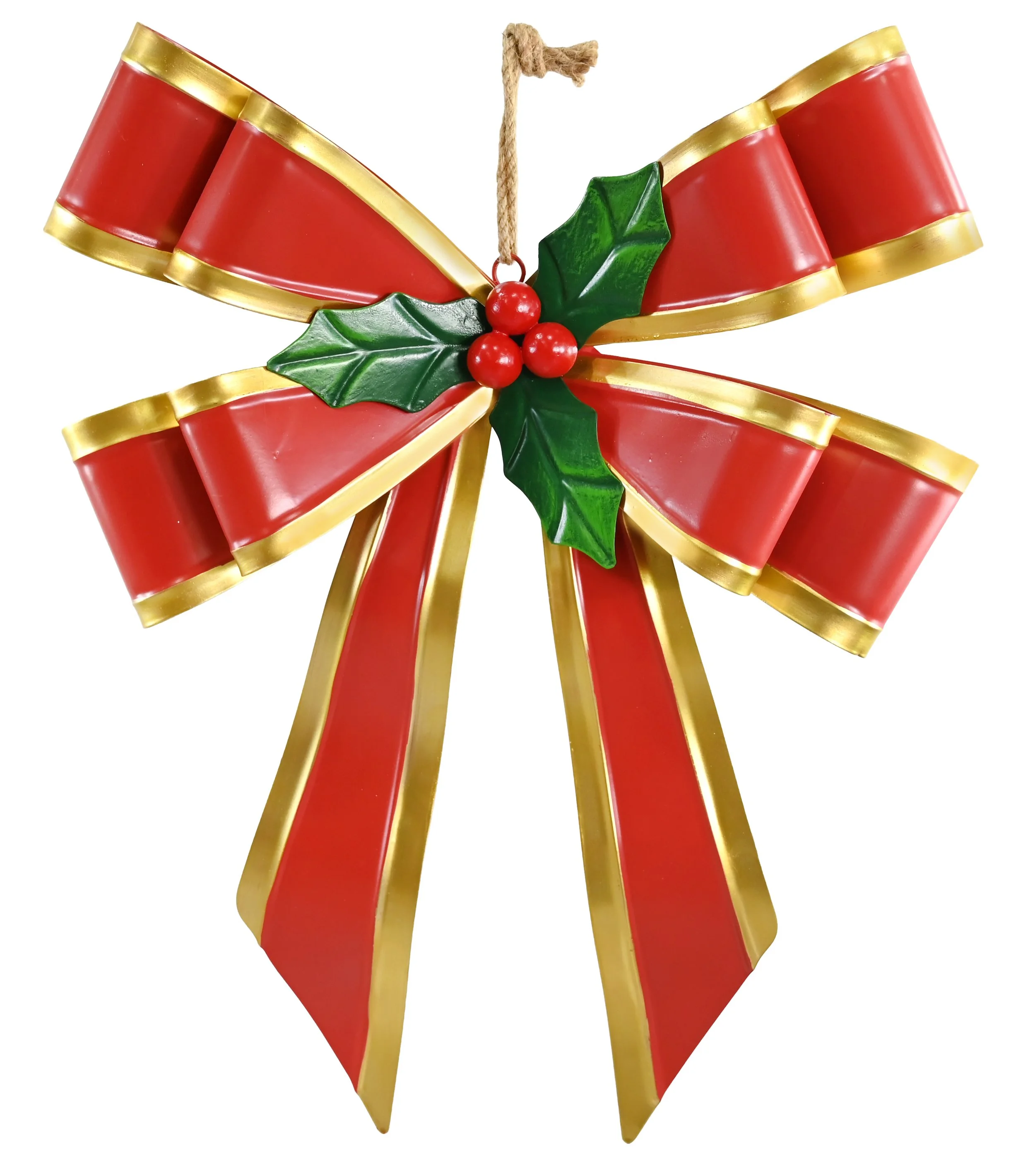 Metal Bow with Holly and MDF Berries 43 x 53cm