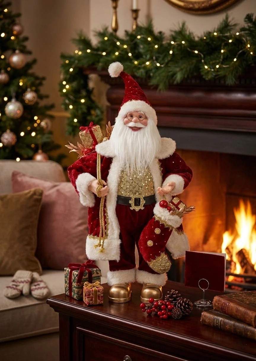 Santa Figurine Rich Burgundy 60cm