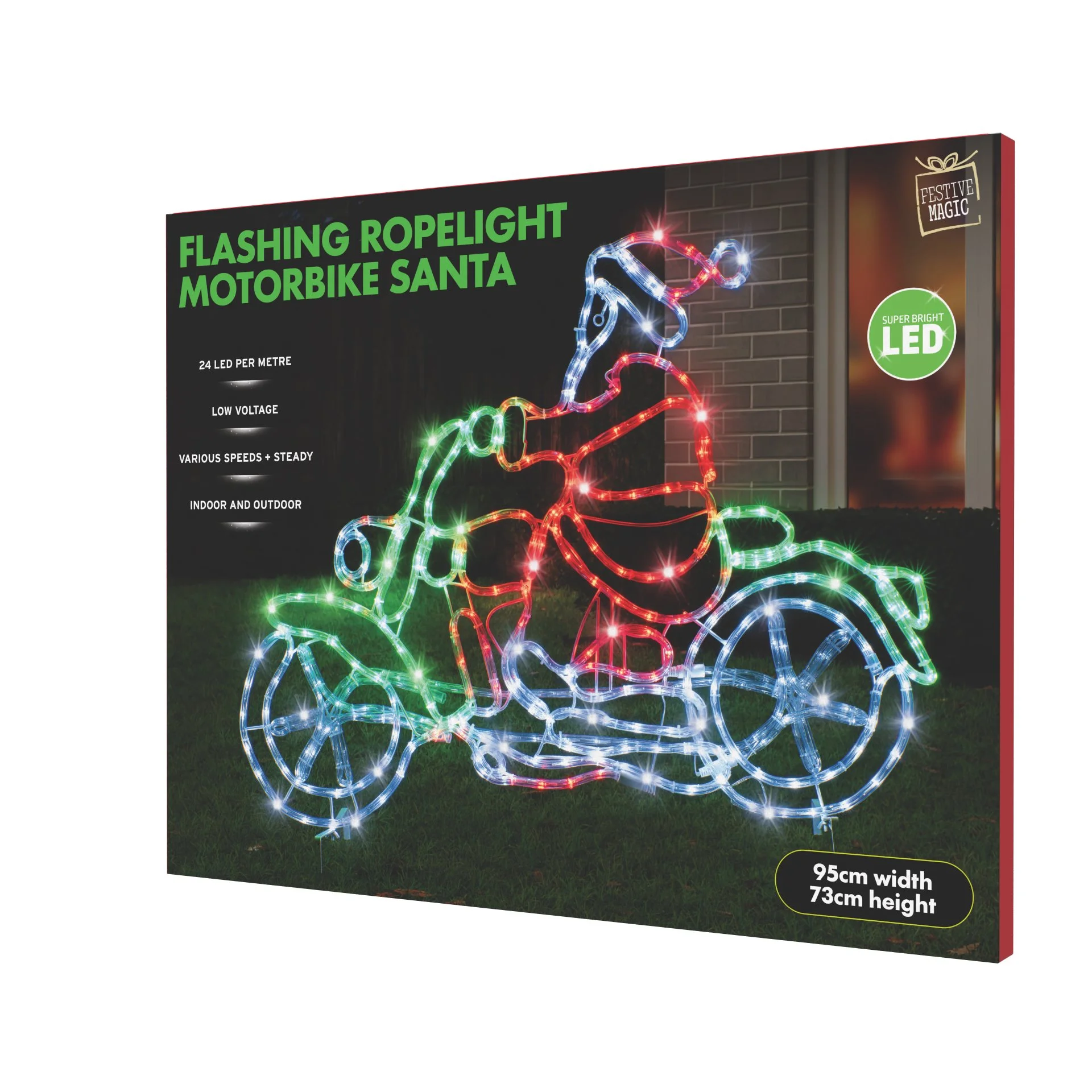 Rope Light Motorbike Santa Flashing