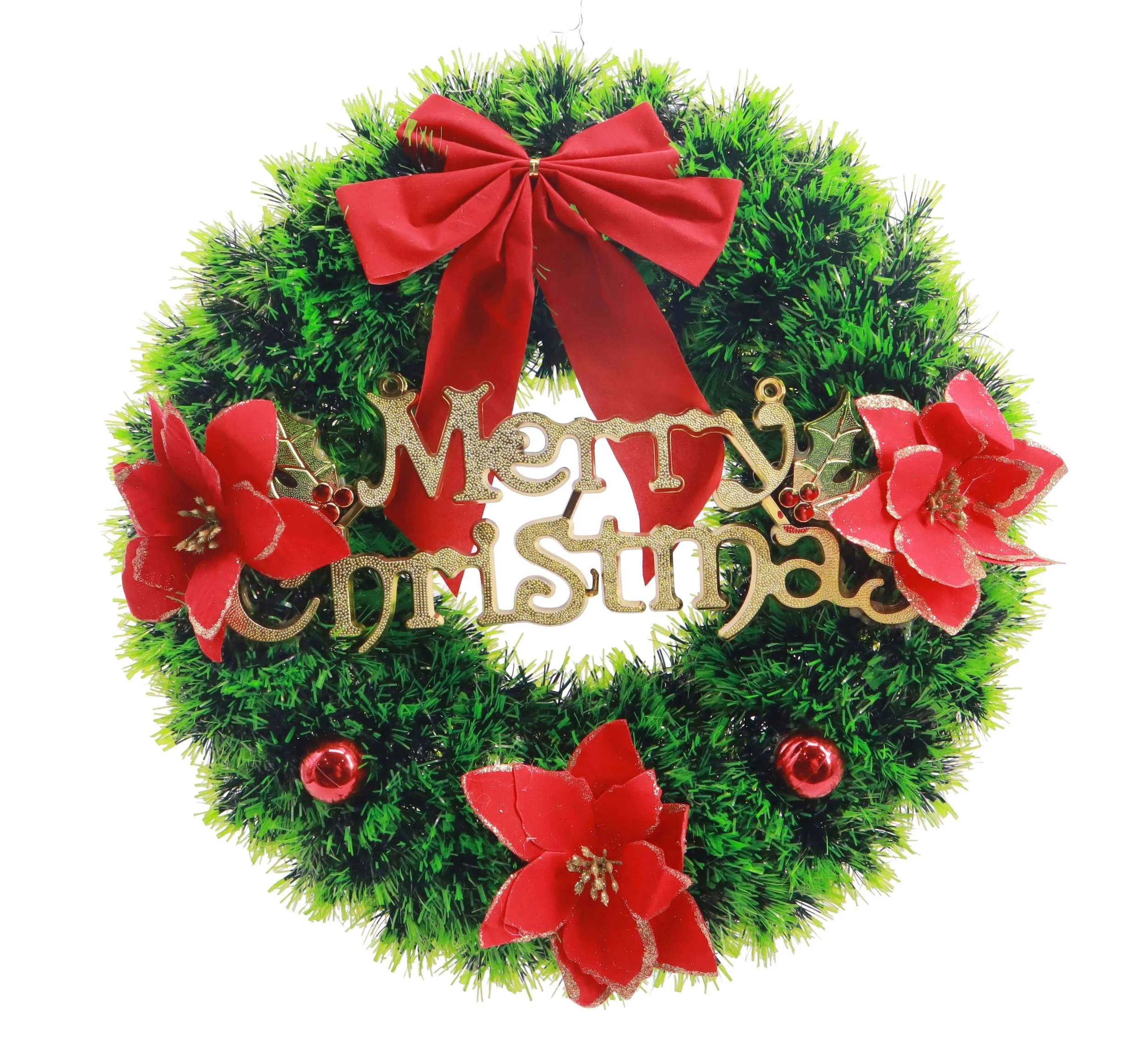 Tinsel Merry Christmas Wreath 40cm