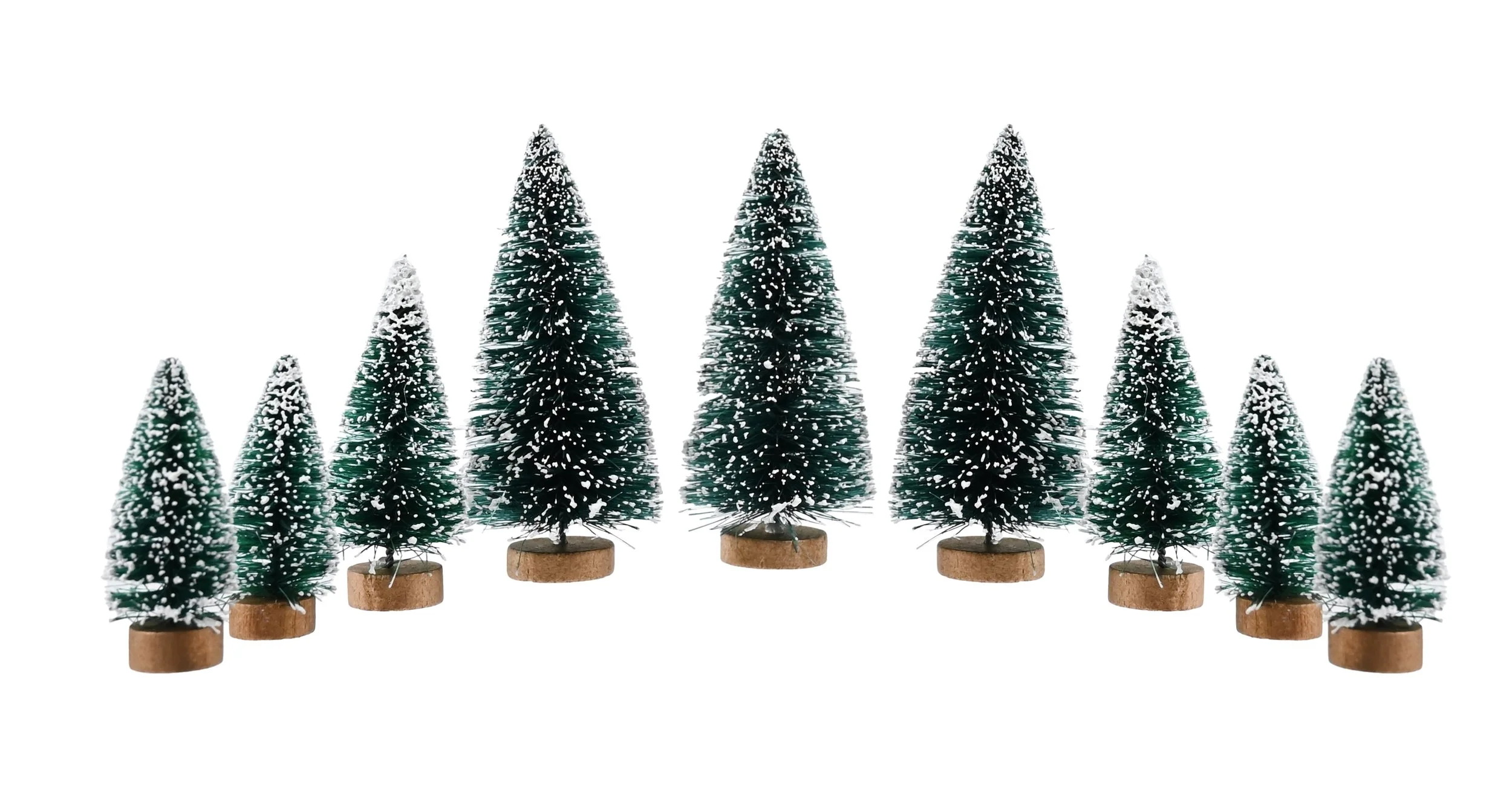 Mini Bristle Tree 9-Pack Gold Base Mixed Sizes