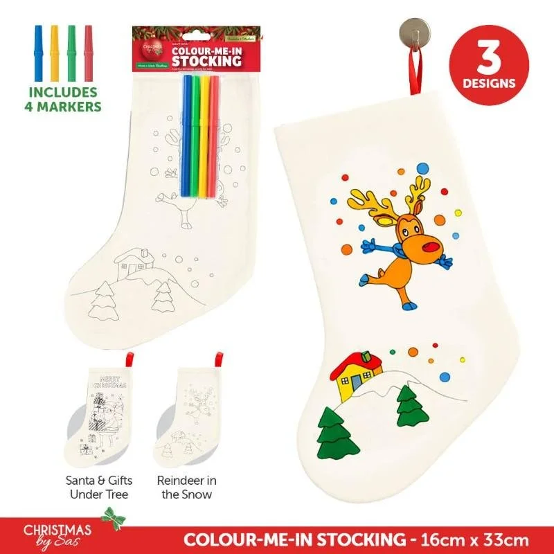 Personalized Color-In Christmas Stocking Set