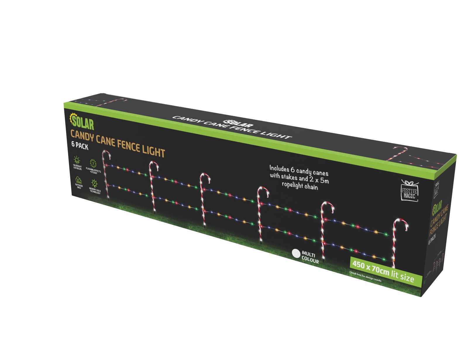 Solar Candy Cane Fence 6-Pack Assorted