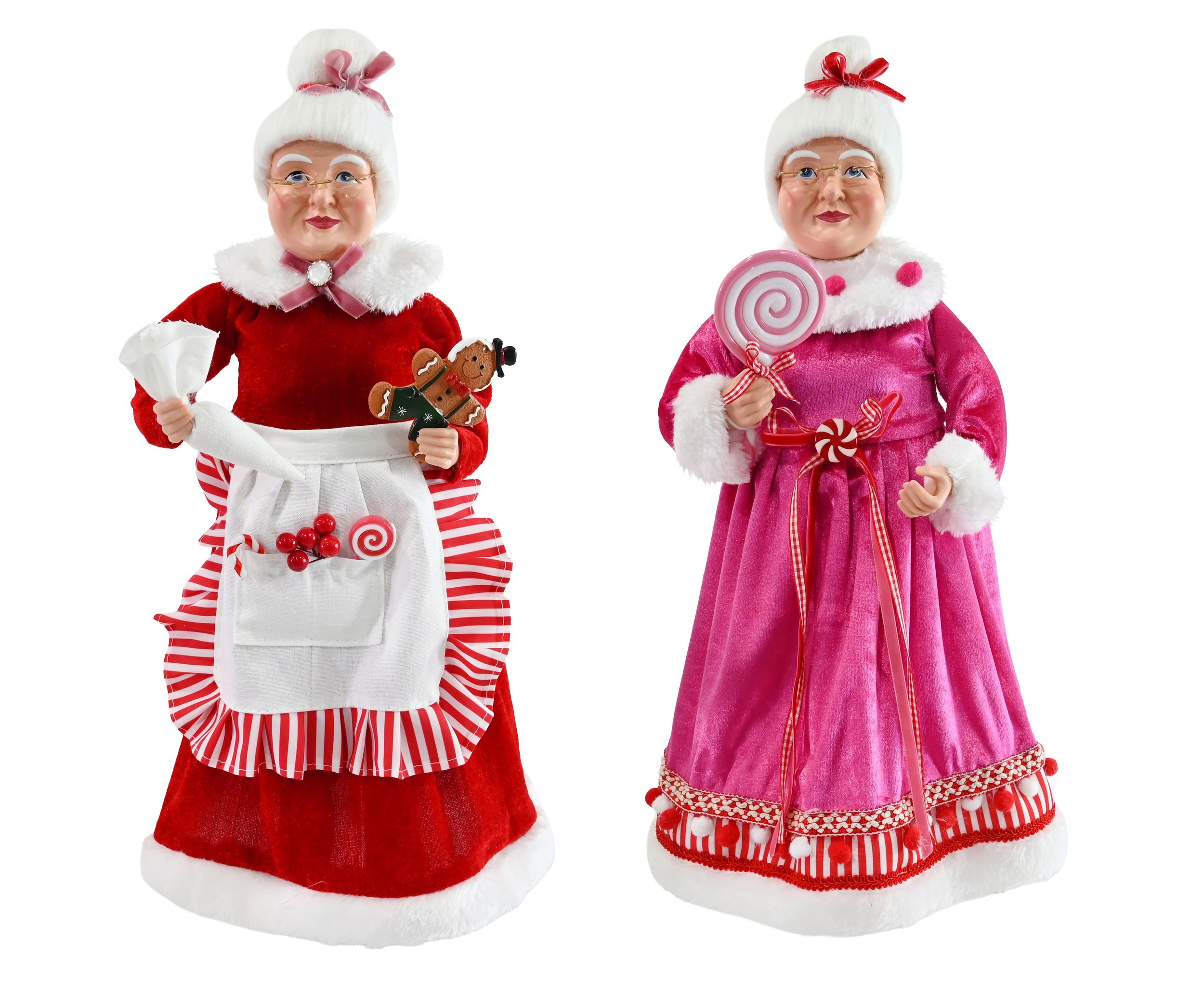 Pink Candy Mrs Claus Figurine 45cm Assorted