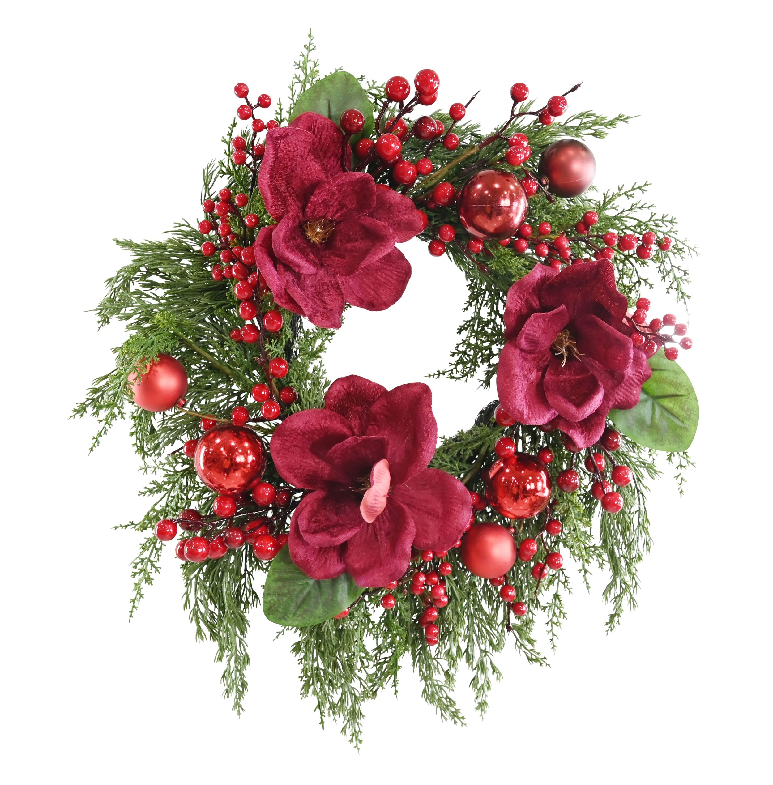Wreath Cypress Magnolia Red 50cm