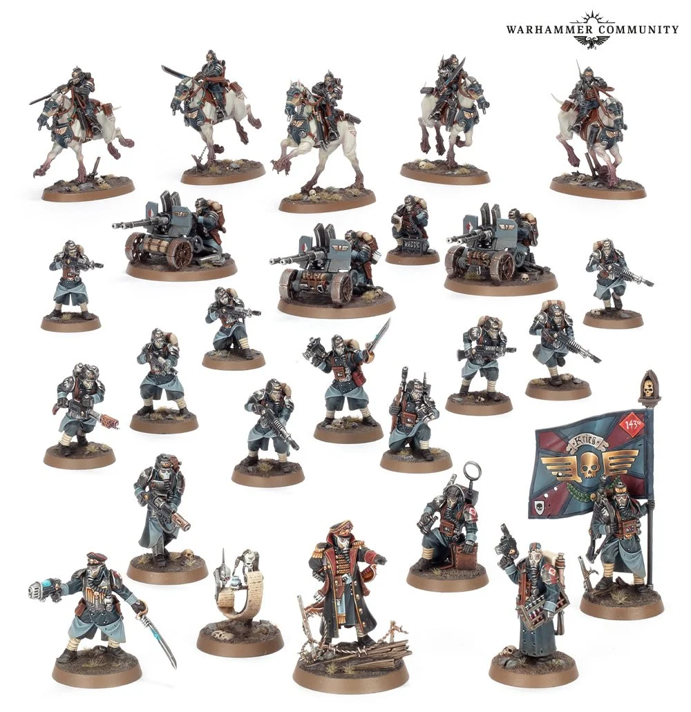 Combat Patrol: Death Korps of Krieg – Warhammer 40,000 boxed set featuring a Commissar, Command Squad, Infantry, Heavy Weapons, and 5 Death Riders.
