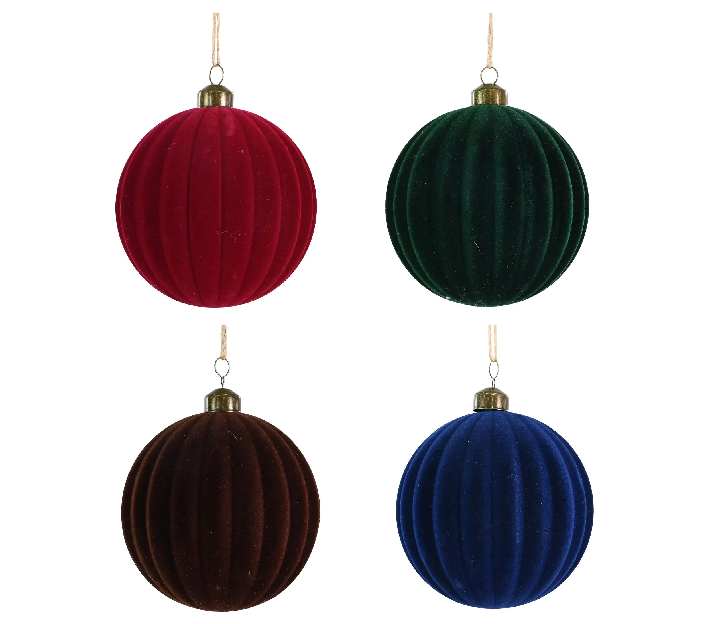Flocked Ribbed Bauble 10cm Assorted