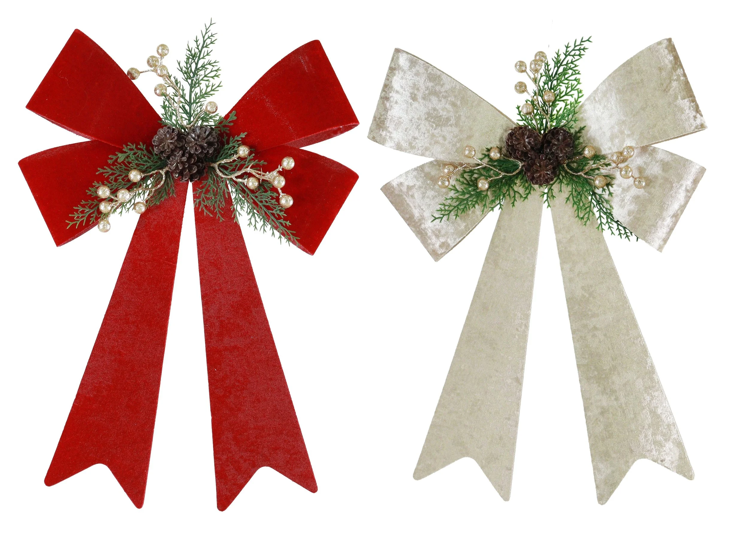 Bow Berry Pine Decorations Assorted