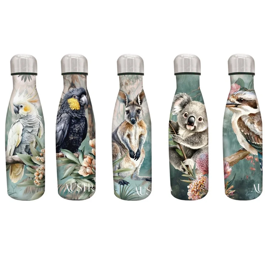 Midnight Australiana Metal Drink Bottles - 500ml