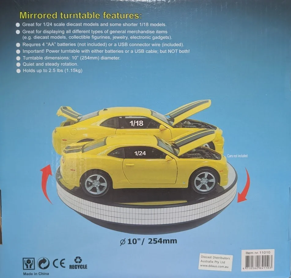 KC11010 Mirrored 10 Inch Rotary Turntable Display Stand for Diecast & Collectibles