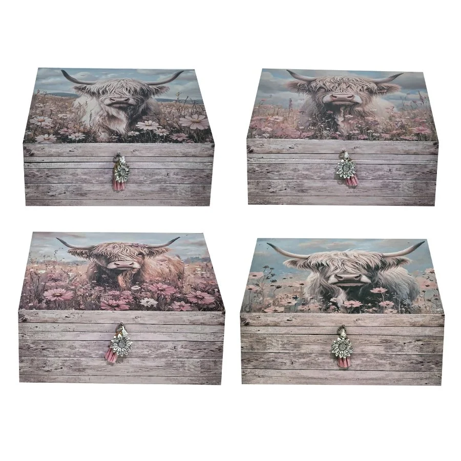 Rustic Highland Cow Trinket Box - Assorted Designs