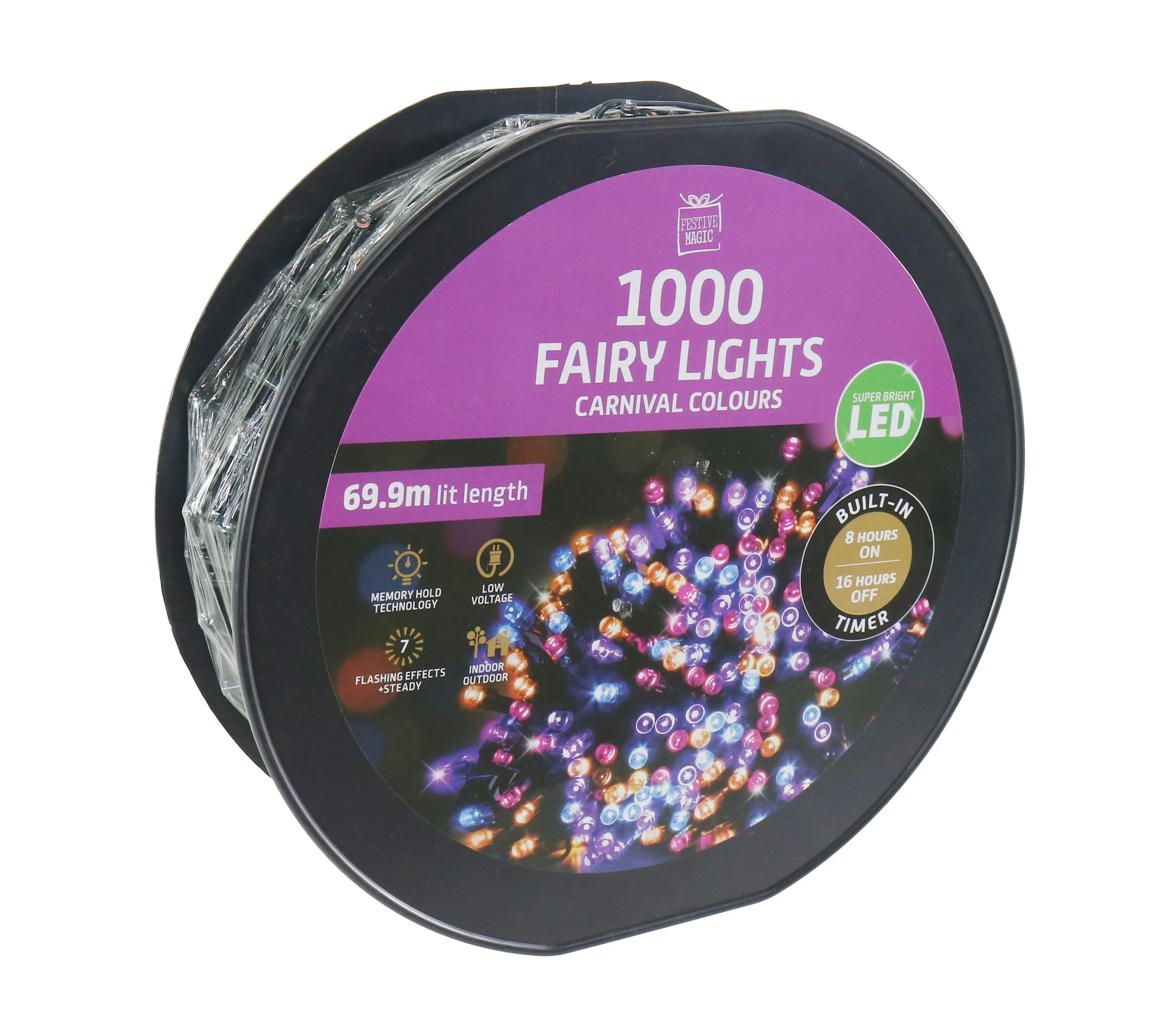 1000 LED Flashing Lights – with Timer Carnival on Reel
