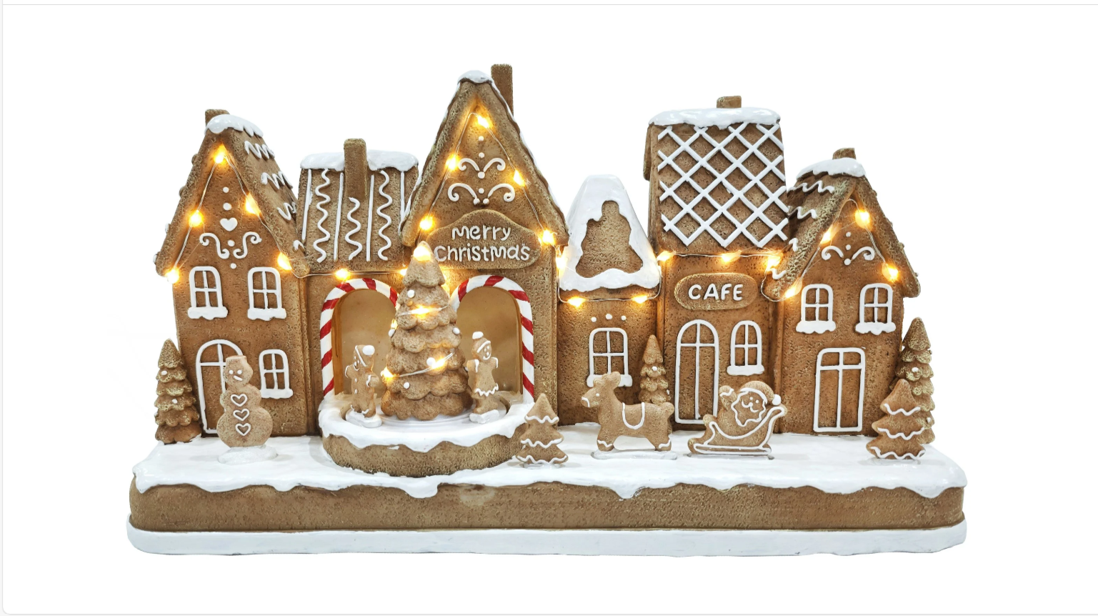 USB - LED Musical Gingerbread Village Scene