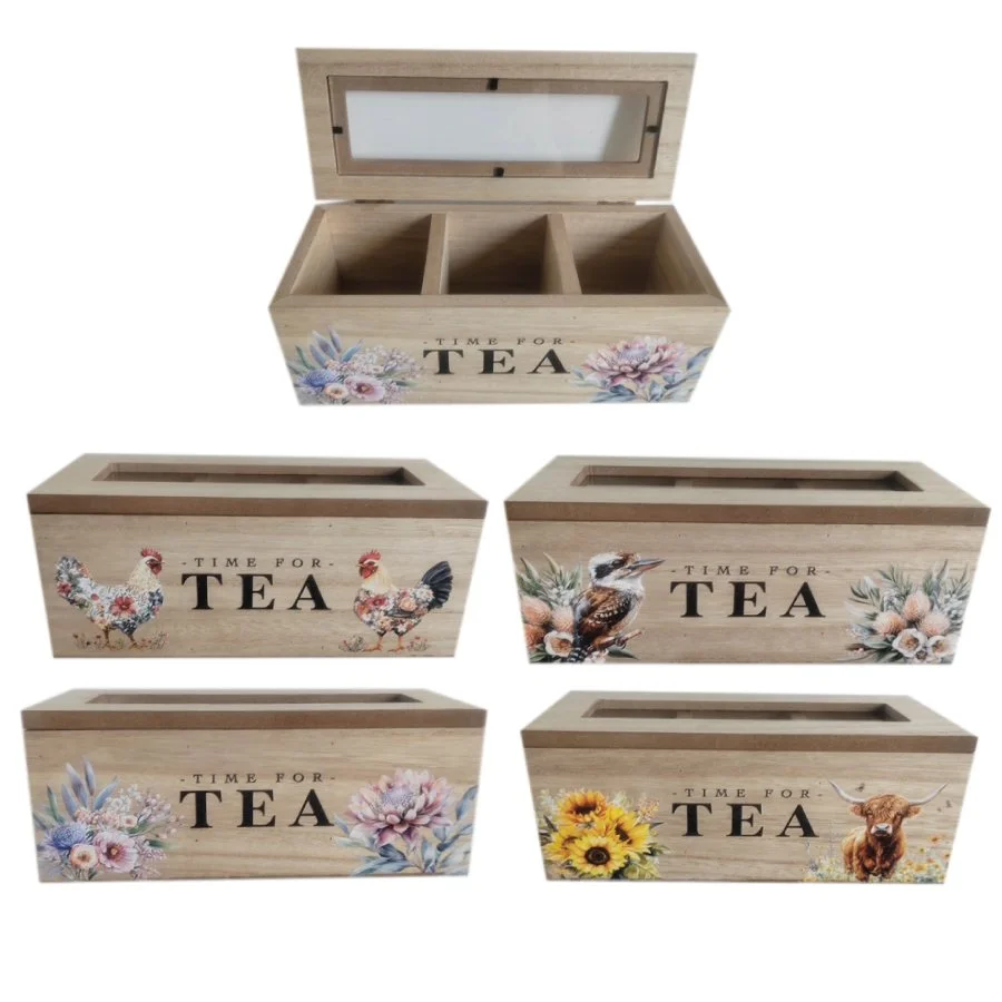 Charming Wooden Tea Organizer with Animal Designs