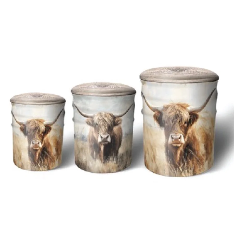Highland Cow Tin Ottoman