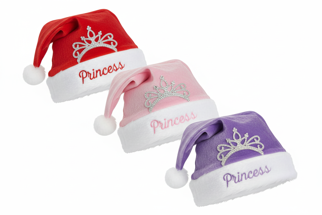 Princess Santa Hat with Tiara Assorted