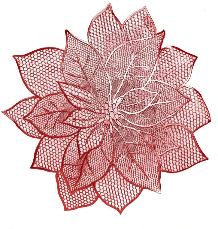 Metallic Placemat Poinsettia - 48cm - 2 colours