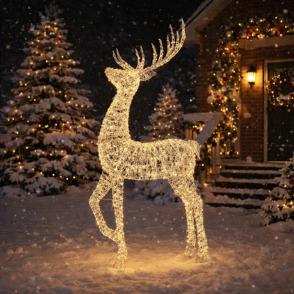2m Outdoor Standing Light-Up Reindeer – 440 Warm White LEDs