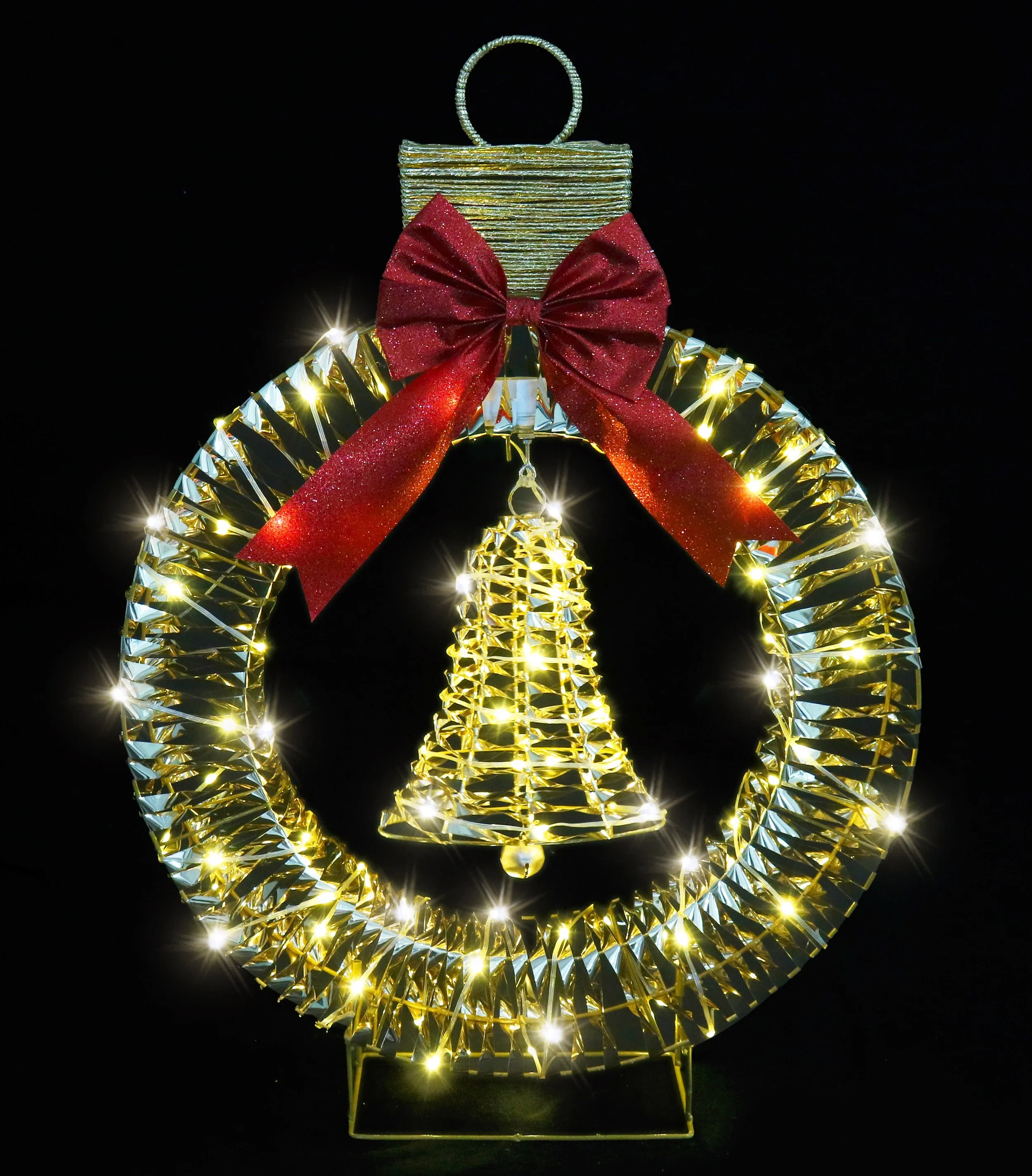 LED Metallic Twist Bauble Spinning Bell 93cm