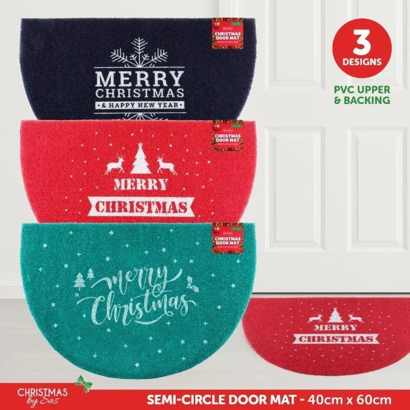 Festive Semi-Circle Christmas Door Mat
