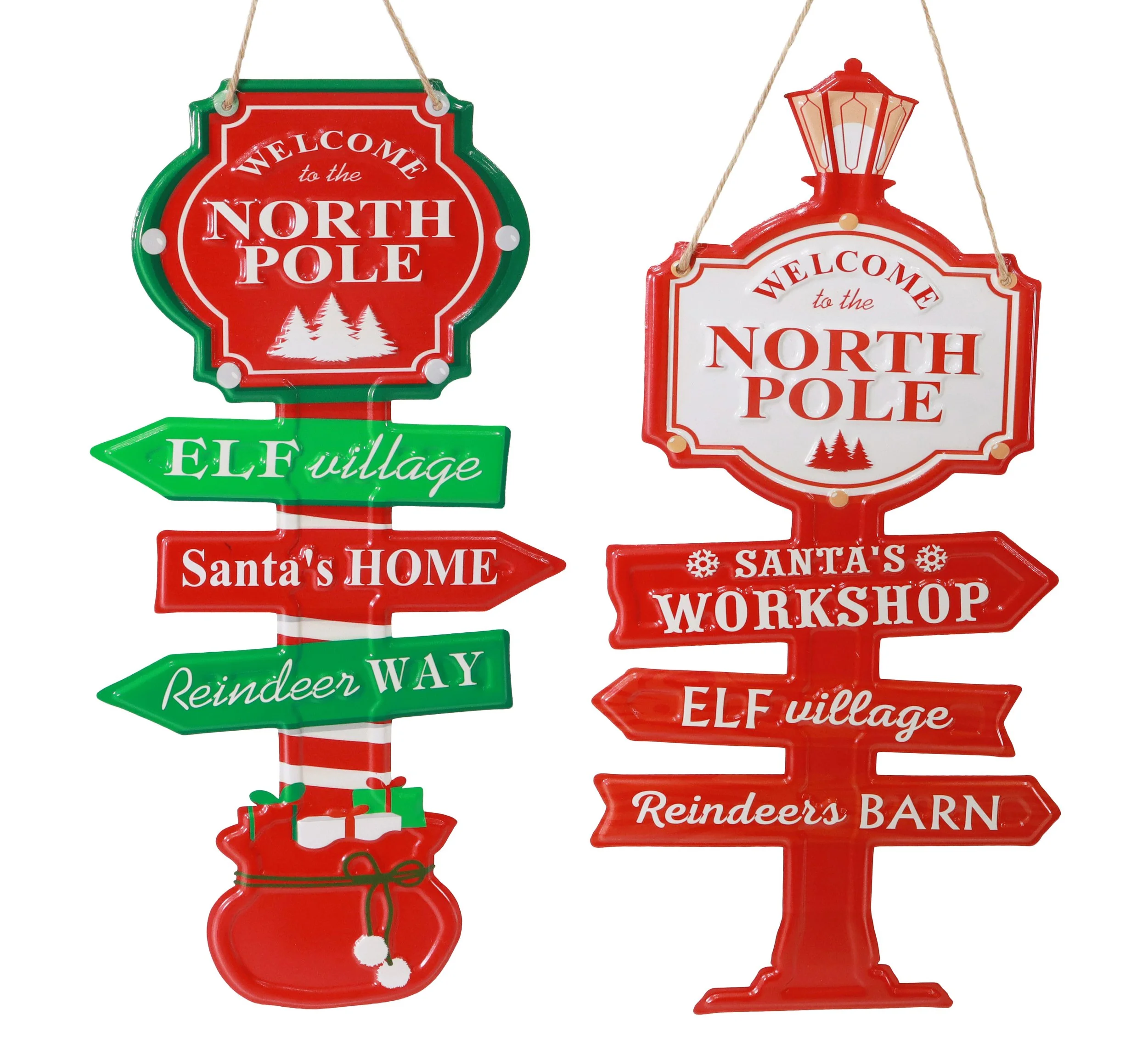 Hanging Metal North Pole Sign Assorted
